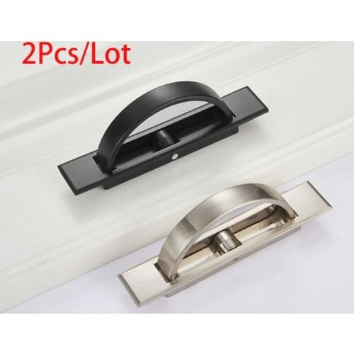 Tatami Hidden Door Handles Zinc Alloy Recessed Flush Pull Cover Floor Cabinet Handle Silver Black Cupboard Handles