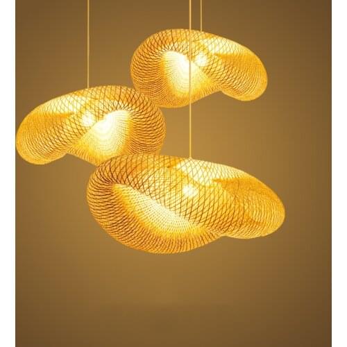 Modern Pendant Lamp Bamboo Wicker Rattan Light Suspension Restaurant Hotel For Living Room Hanging Kitchen Lamp Light Fixtures