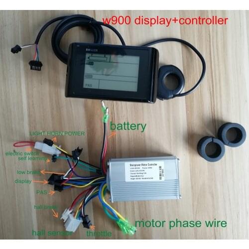 Speedometer Big Screen LCD Display W900+Switch+Controller 24v36v48v60v 250W350W For Electric Bike Scooter MTB Moped Dashboard