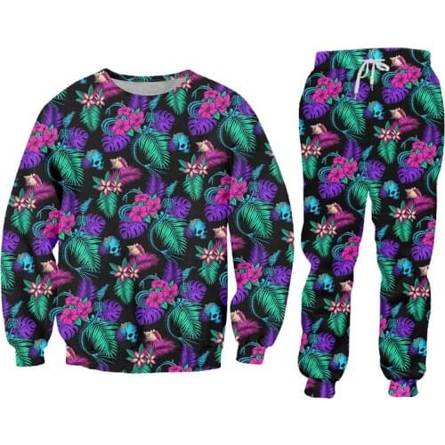 IFPD 3D Jogging Pants And Jackts Mens Set Hip Hop Mermaid Skeleton Print Tracksuits Leaves Streetwear Wholesale Lots Sportwear