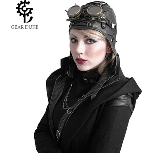 Gear Duke Steampunk Hat Steam Punk Vintage PU Leather Flying cap millinery goggles