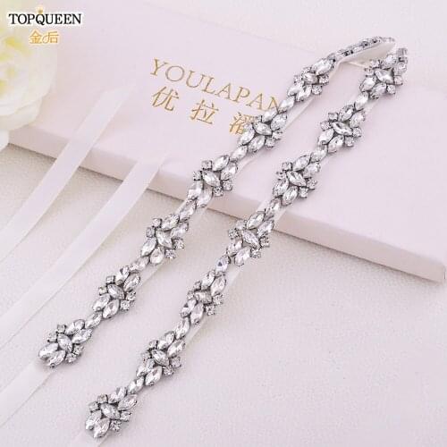 TOPQUEEN S333 Rhinestone Belts Wedding Belts Formal Dresses Belt Ivory Bridal Belt with Sash Jewel Dress Belt Diamond Sash