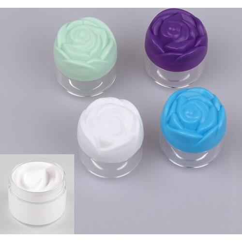 New 12 Pieces 20g Plastic Cosmetic Cream Containers with Rose Shaped Screw Caps, Empty Makeup Sample Jars Lip Balm Pot Jar