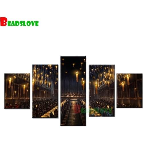 Castle Candle light 5pcs Diamond painting Multi Pane Diamond patterns,full round/square embroidery 5D DIY Diamant B15