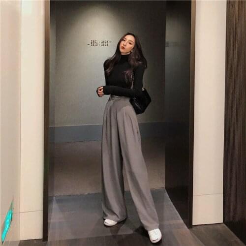 Bella Philosophy Wonder Spring Autumn Female Wide Leg Pant Women Long Pants Ladies High Quality Vintage Casual Straight Trousers