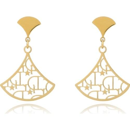 Stainless Steel Scalloped Drop Earrings Geometry Hollow Letter Star Hanging Dangle Earring Wedding Gift Trendy Trinket Accessory
