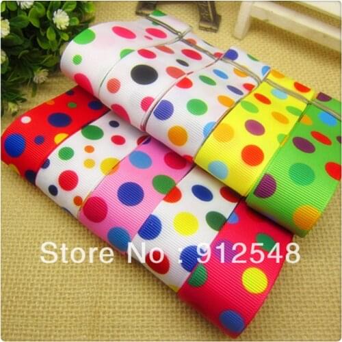 1'' (25mm) 2013 new arrival color dot printed grosgrain ribbon Gift wrap ribbon 10 style mix 102327