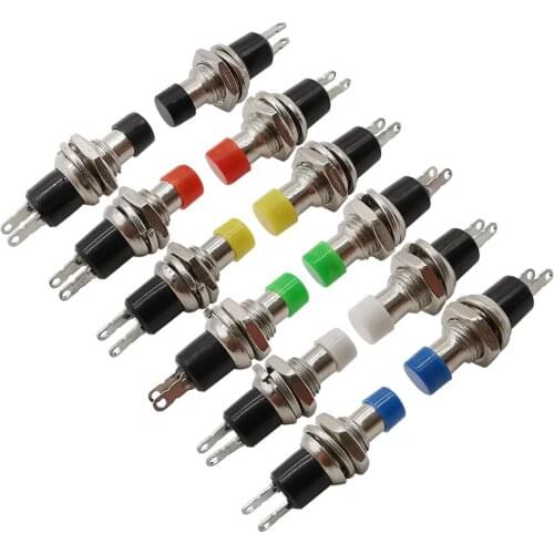 10Pcs PBS-110 Mini Round Momentary Push Button Switch 250V/1A 125V/3A 2 Pin Normally Open ON-OFF Self Reset Plastic Switches