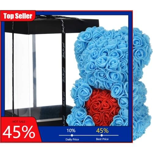 22cm Red Rose Bear Teddy Bear Rose Artificial Flower Decoration Christmas Valentines Birthday Gift