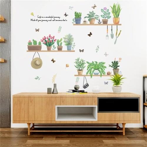 3D Effect Pastoral Fresh Wall Sticker Plant Cactus Wall Decals Nursery Children Window Home Decor Wall Decal Art Poster