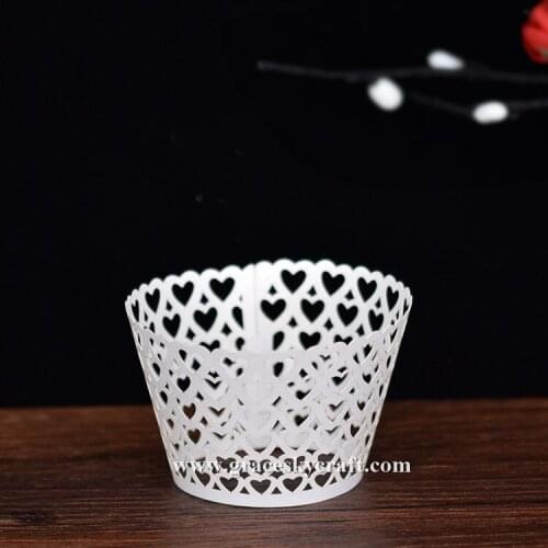 50pcs/lot free shipping Laser Cut wedding Cupcake Wrappers mini Love design liners Baking Cake holders Party Cupcakes accessory
