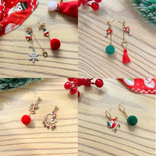 Asymmetric Christmas Dangle Earrings For Women 2020 Deer Christmas Santa Claus Tree Earrings Jewelry New Year Gifts