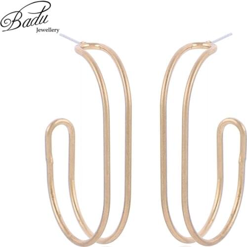 Badu Big Stud Earrings Gold Geometric Folding Earring Studs Punk Statement Jewelry Wholesale Gift for Girls