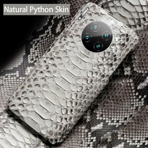 Genuine Leather Phone Case For Huawei Mate 30 20X 9 P20 P30 Lite P40 Honor V30 20 20S 10 9X Pro Natural Python Snake Skin Cover