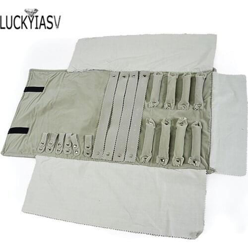 Black Leather Jewelry Display Roll Bag Organizer Portable Velvet Foldable For Earrings Ring Chain Pendant Necklace Storage Box