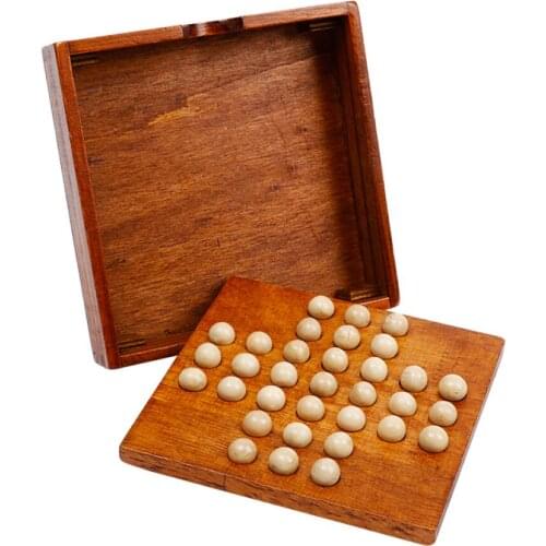 Wood Solitaire Europe Board Diamond Chess Toys Adults Kids Educational Toys Puzzle Strategy Games for Single Players