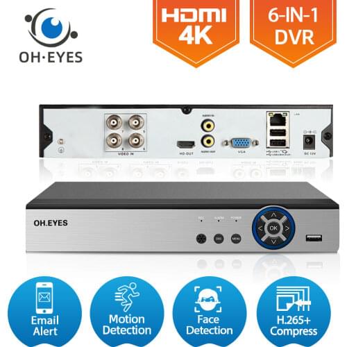H.265 Face Detection 4K 4CH Analog Surveillance Video Recorder 4 Channel Hybrid DVR NVR Security Camera System CCTV DVR Recorder