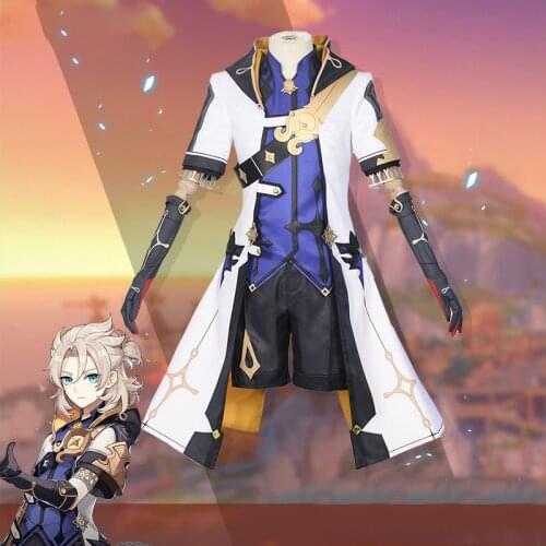 Anime Genshin Impact Albedo Cosplay Costume Game Suit Men Fancy Uniforms Top Pants Coat Halloween Carnival Outfits Custom Made