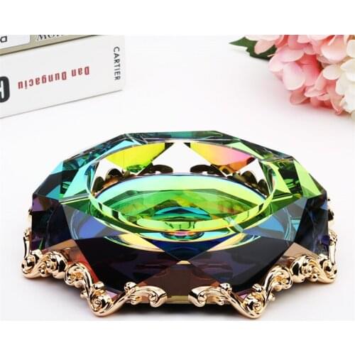 Round Portable Cigar Ashtray Crystal Glass For Office Living Room Clubhouse KTV Useful Luxury Creative Home Furnishing Ornament