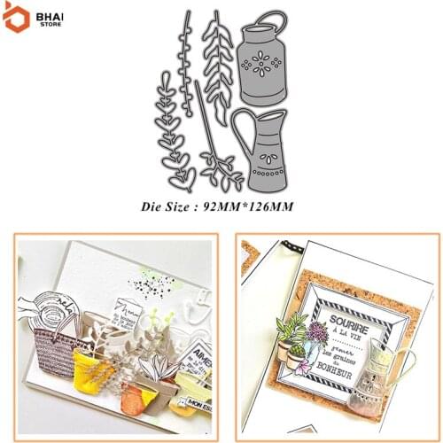 Metal Cutting Dies Branches and Vases Stencils For DIY Scrapbooking Cards Decor Craft Embossing Paper Card Die Cut 2021