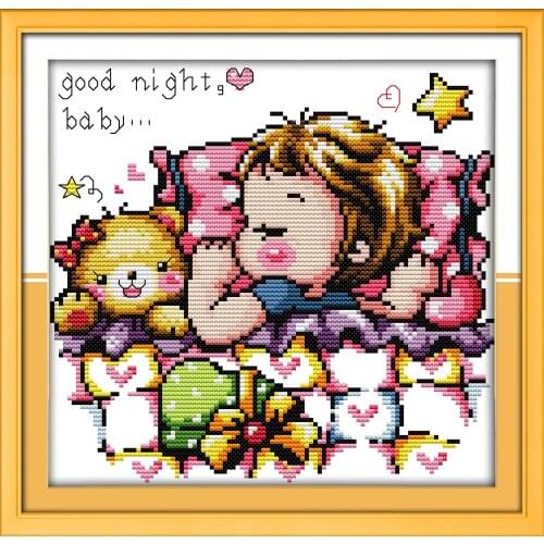 Joy sunday cartoon style The sleeping boy Cross-stitch Kits for embroidery thread cotton baby gift