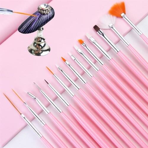 Kapmore 15PCS/Set Nail Art Brush Set Non-slip Assorted Nail Painting Brush Nail Polish Drawing Brush Pen DIY Manicure Tool