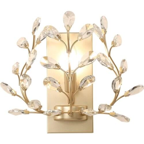 E14 Wall Sconce Crystal Wall Light Simple And Creative Bedroom Bedside Wall Lamp Crystal Lights Gold/Sliver For Home Ligting