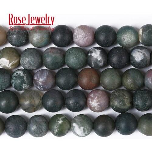 Natural Round Multiclor Frost Matte Indian Agates Stone Beads Strand 15" 4/6/8/10/12 mm For Necklace Jewelry Making Wholesale