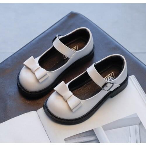 Bow Princess Shoes Girls Leather Sneakers Kids Party Dress Black School Shoes For Children Autumn 3 4 5 6 7 8 9 10 11 12 Years