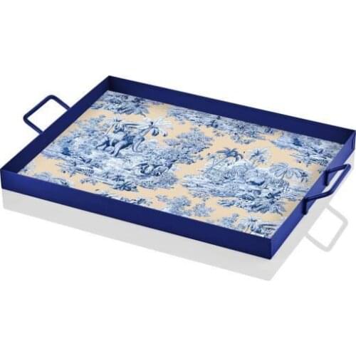 DOLBOVI The Mia Galvanized 30x20cm Colonie Pattern Blue Metal tray SNM0251 tray поднос plateau de service