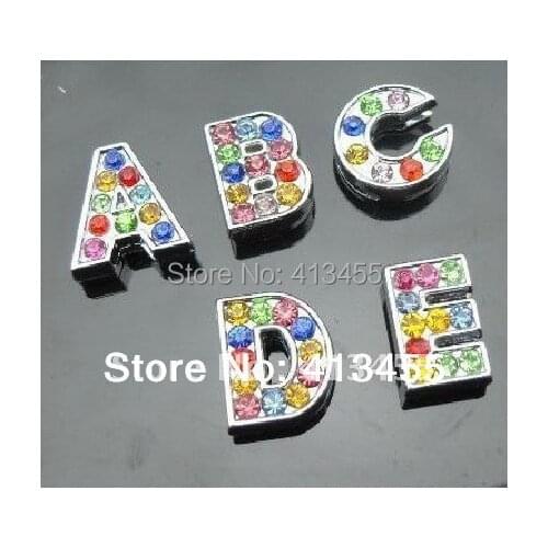 Wholesale 130pcs 8mm A-Z mix colors slide letter fit for phone strips