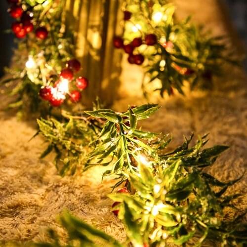 2m Christmas Red Fruit Tree Fairy Light Chain Home Waterproof Extra Long Led String Garland Wedding Party Holiday Decoration Gif