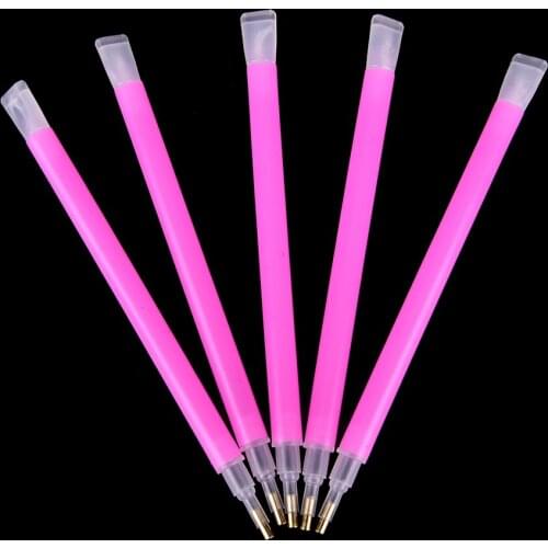 Nail Dotting Pen Rhinestone Pink Gem Picker Dual-ended Dotting Tools Pretty Manicure DIY Nail Art Decoration Tools 5pcs/lot