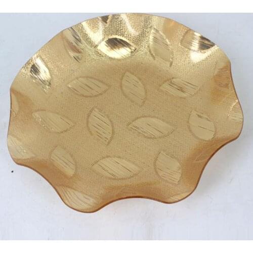 1PC Snacks Serving Tray Leaf Pattern Well-designed Golden Color Jewelry Trinket Dish for Cake Fruit Tray Dessert Decoration
