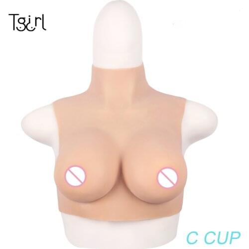 Tgirl C Cup Silicone Breast Forms Half Body Tight Suit CD Transgender TV