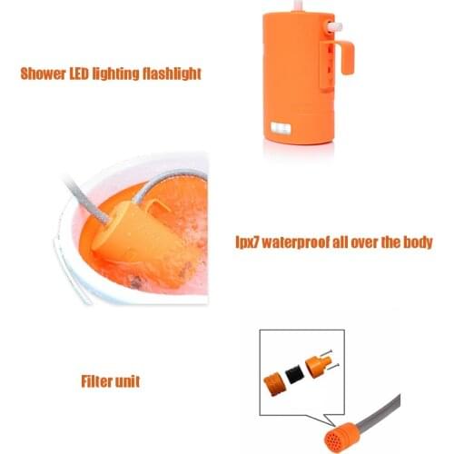 Outdoor Camping Shower LED Portable Car Washer High Pressure Power Shower Electric Water Pumps Travel Kit JAN88