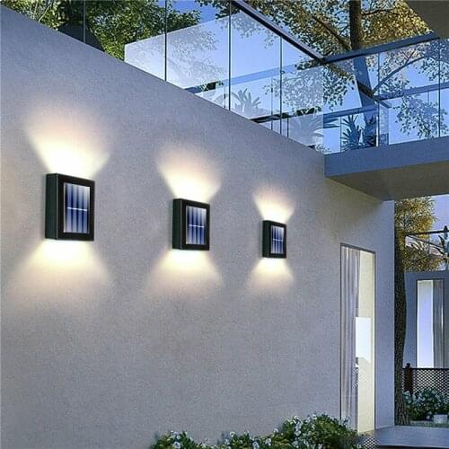 2Pcs Outdoor Waterproof Solar LED Wall Light Garden Stair Fence Pathway Step Decorative Night Lamp
