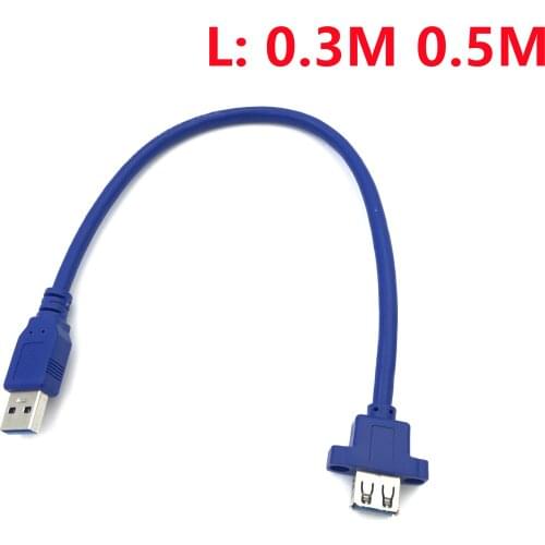 USB Cable 3.0 Extension Male to Female extender cable cord Dual Shielded Screw Panel Mount 0.3M 0.6M 1M 1.5M 3M