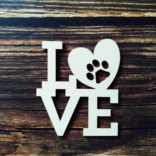 10pcs Laser Cut Unfinished Wooden Love with Dog Print Home Decor Wall Hanging Art Wedding Decorations DIY Craft Scrapbooking