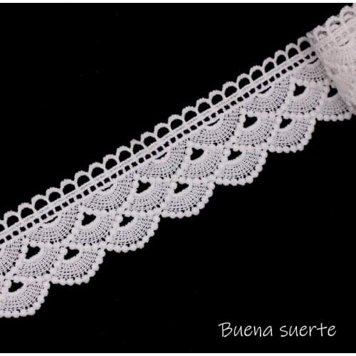 Buena suerte Wave Milk Silk Embroidered Lace Ribbon Sewing Applique Lace Trims Tape Wedding Party Decor Craft Width 4cm TM126