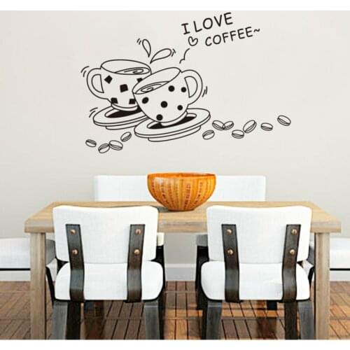 I love coffee wall decal removable cute coffee cup wall sticker Kitchen Restaurant vinyl wall stickers