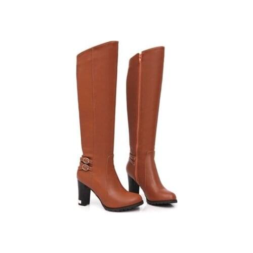 Winter womens thigh-high boots in plain color above the knee