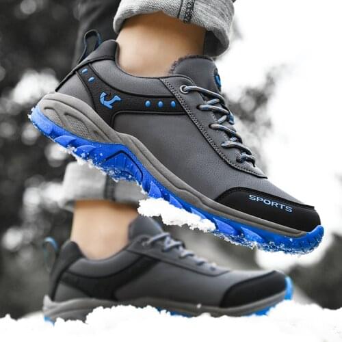Winter Warm Casual Shoes Men Sneakers Waterproof Leather Male Outdoor Hiking Trekking Shoes Walking Footwear Mens Large Size