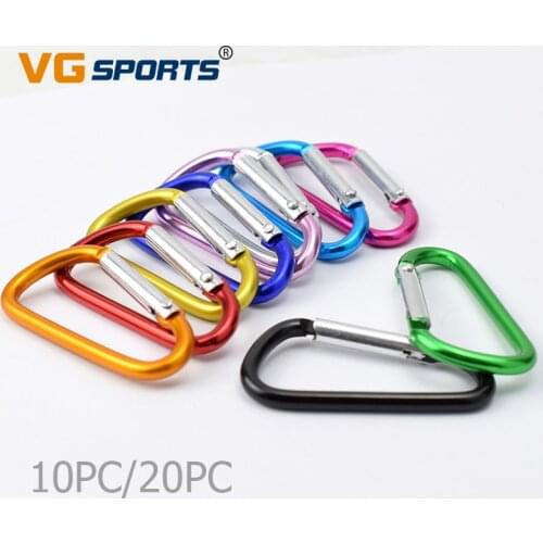 10pc 20pcs Outdoor Snap Carabiner D-Ring Key Chain Clip Hiking Camping Water Bottle Buckle Travel Kit EDC Climbing Accessories