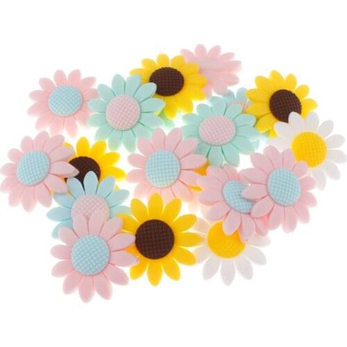 10pcs Silicone Sun Flower Beads 5-colors Silicone Teether Necklace Silicon Teething Baby Bpa Free Mordedor Silicona Gift