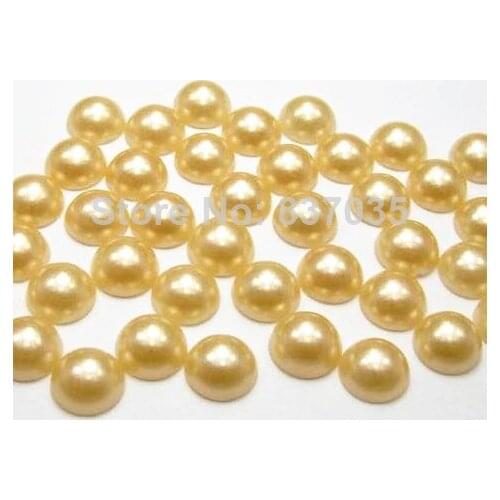 1000PCs 8mm ABS Champagne Half Round Flatback pearl beads nails/scarpbook cell phone case finding Loose Making DIY accessories