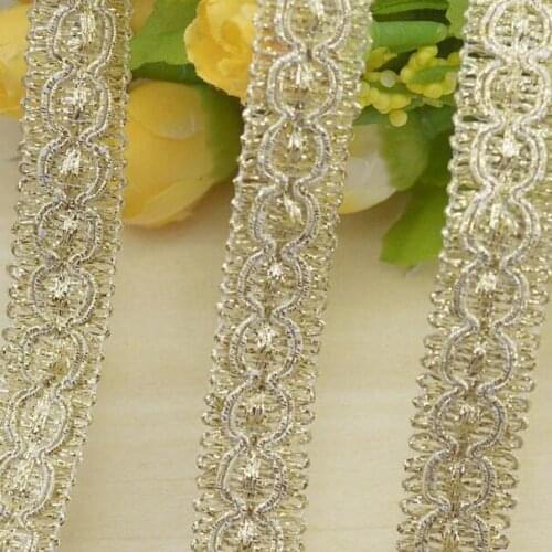 20metres 1.5cm Width Gold Lace Trim DIY Craft Wedding Doll Dress Ribbon DIY Clothes Accessories Curve Lace