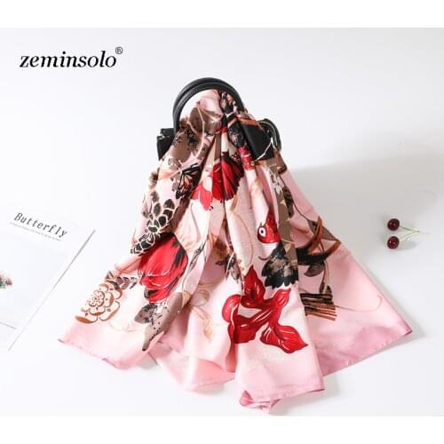 2019 Luxury Brand Women Scarf Fashion Quality Soft Silk Scarves Female Shawls Foulard Beach Cover-ups Wraps Silk Bandana Hijab