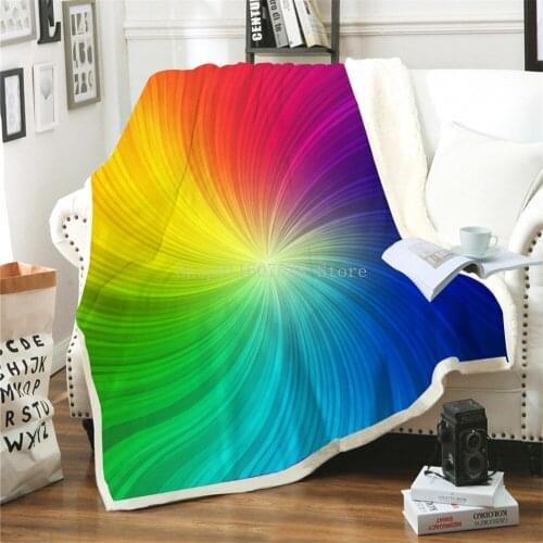 3d Colorful Stripe Pride Rainbow Blanket Cushion Warm Throws Sofa Bed Home Bedspread Travel Fleece Blanket Dropshipping