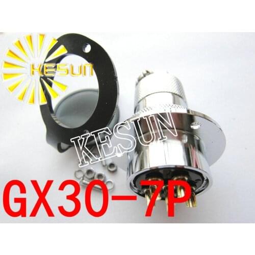Free Shipping 5pair GX30-7 GX30 7Pin With Flange Male & Female 30mm Wire Panel Connector M30 circular connector Socket Plug